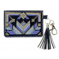 Набір для вишивки бісером на штучній шкірі «Шарм для сумки – Гаманець синій» FLBB-177