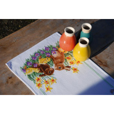 Набір для вишивання хрестиком Vervaco Доріжка на стіл Кролики з пташенятами (PN-0183468)