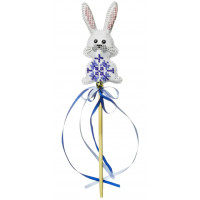 Набір для вишивки бісером на штучній шкірі «Топпер Зайчик синій» FLBB-188