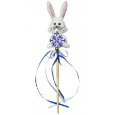 Набір для вишивки бісером на штучній шкірі «Топпер Зайчик синій» FLBB-188