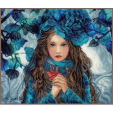 Набір для вишивання хрестиком LanArte Дівчина з блакитними квітами (PN-0188640)
