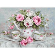 Набір для вишивання хрестиком Luca-S Чайний сервіз та троянди (B2317)