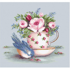 Набір для вишивання хрестиком Luca-S Пташка та чашка чаю (BA2324)