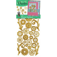 Наклейки 3D об'ємні HOTP Квіти золото (2078)