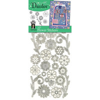 Наклейки 3D об'ємні HOTP Квіти срібло (2079)