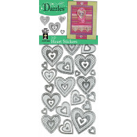 Наклейки 3D об'ємні HOTP Сердечки срібло (2085)