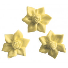 Бантик-цветочек с розочкой из ленты Only, пастельно-желтый (TM-00003)