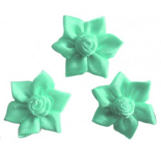 Бантик-квіточка з трояндочкою зі стрічки Only, пастельно-зелений (TM-00006)