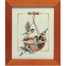 Набір для вишивання хрестиком LanArte Годівниця з птахами - Feeding Dish with Birds (PN7976)
