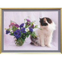 Набір для вишивання бісером Чарівна митка Кішка з квітами (Б-501)