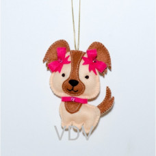 Декоративна іграшка з фетру ВДВ Песик рожевий бант (ФН-45)