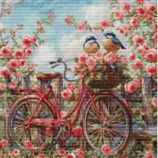 Набір для вишивання хрестиком Luca-S Велосипед з трояндами (BU5061)