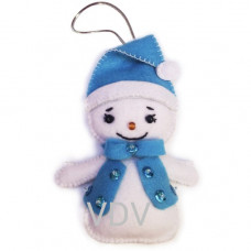 Декоративна іграшка із фетру ВДВ Сніговічок блакитна шапочка (ФН-51)