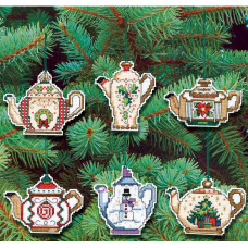 Набір для вишивання Janlynn Різдвяні чайники, 6 шт. (21-1486)