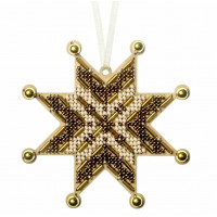 Набір для вишивки бісером на дерев’яній основі «Ялинкова прикраса – Золоте сяйво» FLK-597