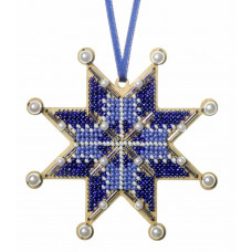 Набір для вишивки бісером на дерев’яній основі «Ялинкова прикраса – Синя вічність» FLK-598 Набір для вишивки бісером на дерев’яній основі «Ялинкова прикраса – Синя вічність» FLK-598