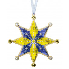 Набір для вишивки бісером на дерев’яній основі «Ялинкова прикраса – Українська зоря» FLK-599 Набір для вишивки бісером на дерев’яній основі «Ялинкова прикраса – Українська зоря» FLK-599