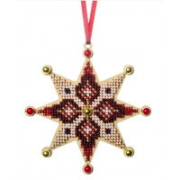 Набір для вишивки бісером на дерев’яній основі «Ялинкова прикраса – Червоне диво» FLK-600