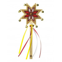 Набір для вишивки бісером на дерев’яній основі «Різдвяна зірка – Червоне сяйво» FLK-602