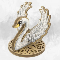 Набір для вишивки бісером на дерев’яній основі «Білий лебідь» FLK-605