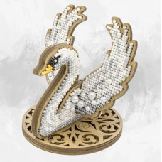 Набір для вишивки бісером на дерев’яній основі «Білий лебідь» FLK-605 Набір для вишивки бісером на дерев’яній основі «Білий лебідь» FLK-605