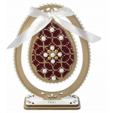 Набір для вишивки бісером на дерев’яній основі «Писанка “Рубіновий орнамент”» FLK-609 Набір для вишивки бісером на дерев’яній основі «Писанка “Рубіновий орнамент”» FLK-609