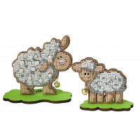 Набір для вишивки бісером на дерев’яній основі «Ніжні овечки» FLK-618