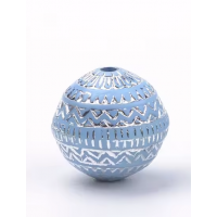 Намистина Блакитна у різьблені сріблясті візерунки Only, діаметр 1,1см (633149)