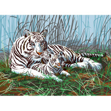 Набір для малювання фарбами за номерами Royal Brush Білі тигри в тумані (PJL-22)