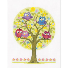 Набор для вышивания крестом Vervaco Маленькие совы на дереве (PN0146618)