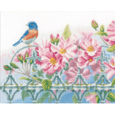 Набір для вишивання хрестиком LanArte Корольок та рожеві квіти (PN156946)