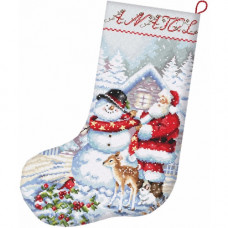Набір для вишивання хрестиком LETISTITCH Чобіток Сніговик та Санта-Клаус (LETI L8016)