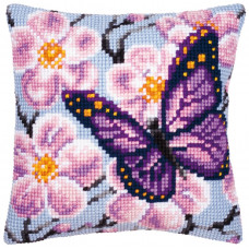Набір для вишивання хрестиком Vervaco Подушка Фіолетовий метелик (PN-0008501)