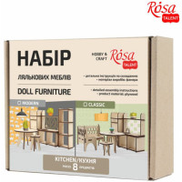 Набір лялькових меблів ROSA TALENT „Кухня“ 2 класік 8 предметів (4823098517603)