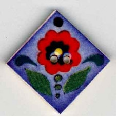 Гудзик Mill Hill керамічний Red Flower on Blue (87013)