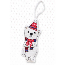 Набір для вишивання хрестиком Luca-S Новорічна іграшка Білий ведмедик (JK008)