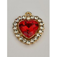 Підвіска (шармик) Only Червоне сердечко з камінцями, 1,8*1,8 см. (К-93)