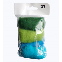 Набір вовни для валяння Крамниця Художника №034 Зелено-блакитні тони (МШ-NK-034R)
